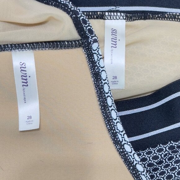 SWIM by CACIQUE Women's Swimsuit 2 Piece B&W High Waist & Neck Plus Size 28 - Picture 8 of 13